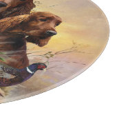 Ierse Setters met fazanten - Passion Hunt Snijplank (Hoek)