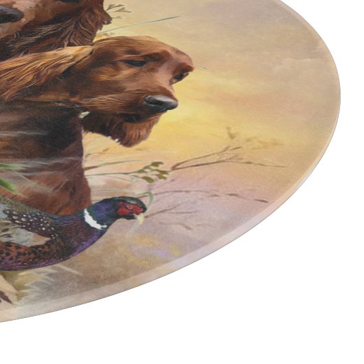 Ierse Setters met fazanten - Passion Hunt Snijplank (Hoek)