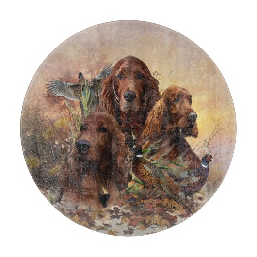 Ierse Setters met fazanten - Passion Hunt Snijplank (Voorkant)