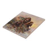 Ierse Setters met fazanten - Passion Hunt Tegeltje (Zijkant)