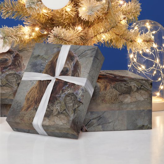 Ierse Setters met Woodcock - Passion Hunt Cadeaupapier (Feestdagen)