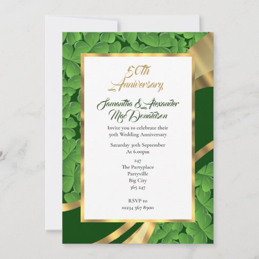 Ierse shamrock 50ste huwelijksverjaardag kaart (Voorkant)