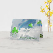 Ierse Shamrock Birthday-ballonnen Kaart (Gele Bloem)