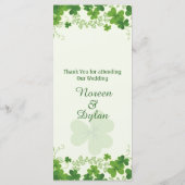 Ierse shamrock bladeren (klaver) Bruiloft Menu (Achterkant)