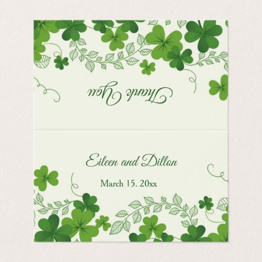 Ierse Shamrock bruiloft dank u Visitekaartje (Buitenkant ongevouwen)