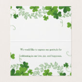 Ierse Shamrock bruiloft dank u Visitekaartje (Binnenkant ongevouwen)
