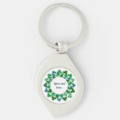 Ierse Shamrock Circle Custom Text Sleutelhanger (Voorkant)