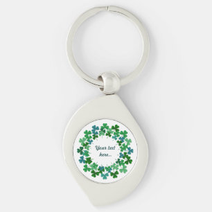 Ierse Shamrock Circle Custom Text Sleutelhanger