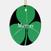 Ierse Shamrock Custom Name Modern Green Black Keramisch Ornament (Rechts)