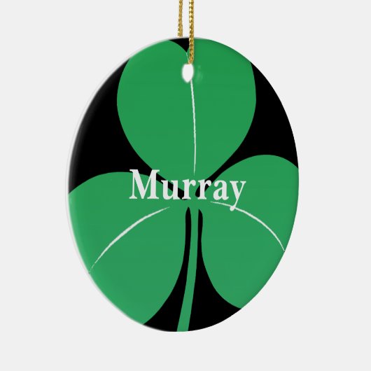 Ierse Shamrock Custom Name Modern Green Black Keramisch Ornament (Rechts)