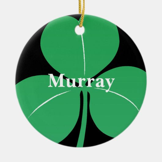 Ierse Shamrock Custom Name Modern Green Black Keramisch Ornament (Voorkant)