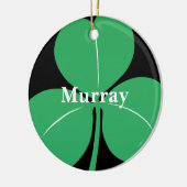 Ierse Shamrock Custom Name Modern Green Black Keramisch Ornament (Links)