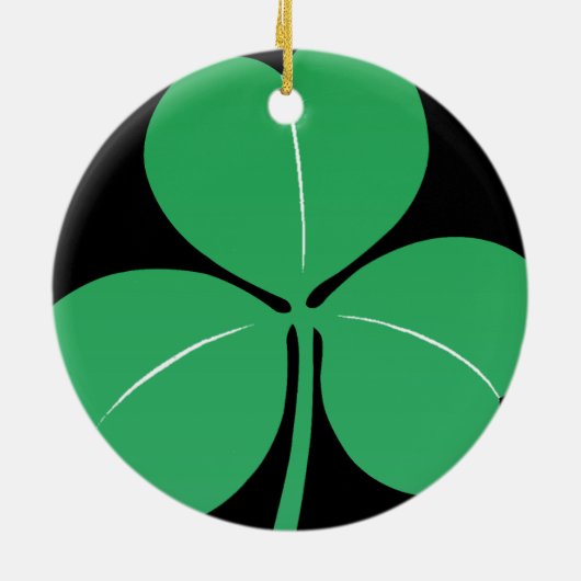Ierse Shamrock Custom Name Modern Green Black Keramisch Ornament (Achterkant)
