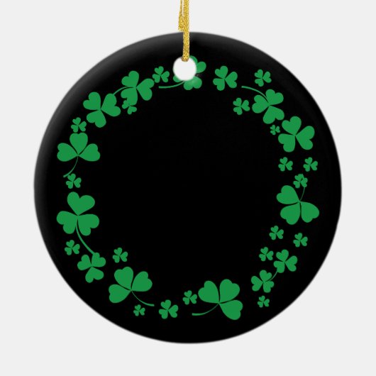 Ierse Shamrock Custom Name Modern Wreath Keramisch Ornament (Achterkant)