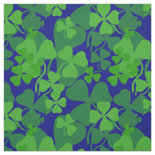 Ierse shamrock, dark blue, clover fabric print 10a stof