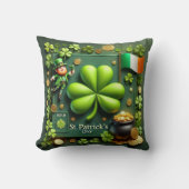 Ierse Shamrock en Gouden St. Patrick's Day Kussen (Voorkant)