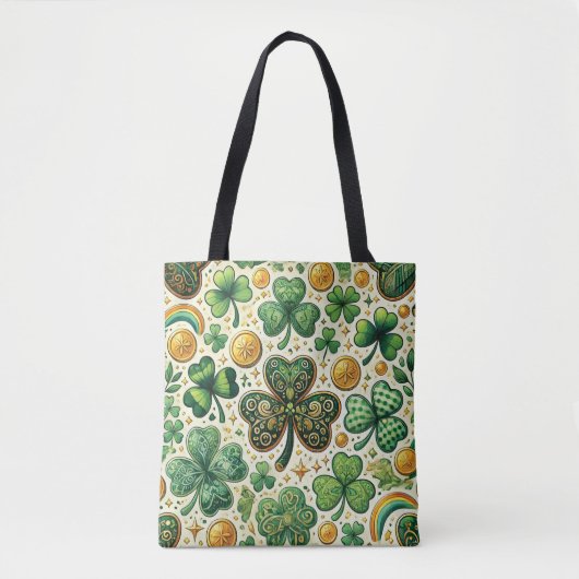 Ierse Shamrock en Gouden St. Patrick's Day Tote Bag (Voorkant)