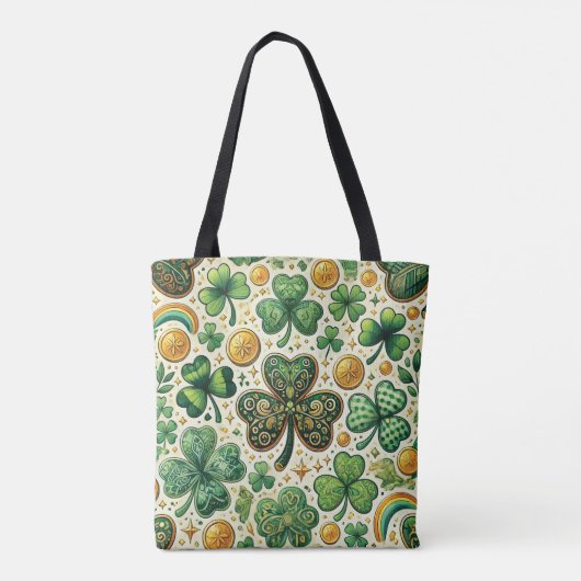 Ierse Shamrock en Gouden St. Patrick's Day Tote Bag (Achterkant)