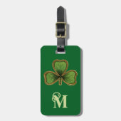 Ierse Shamrock en Green St Patrick's Day Monogram Bagagelabel (Voorkant verticaal)