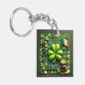 Ierse Shamrock en vlag St. Patrick's Day Sleutelhanger (Voorkant Links)