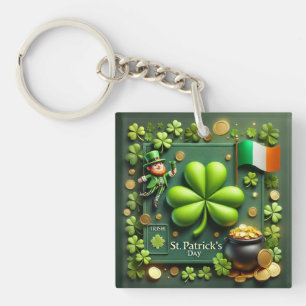 Ierse Shamrock en vlag St. Patrick's Day Sleutelhanger