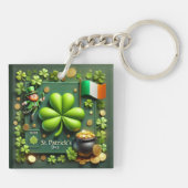 Ierse Shamrock en vlag St. Patrick's Day Sleutelhanger (Achterkant)