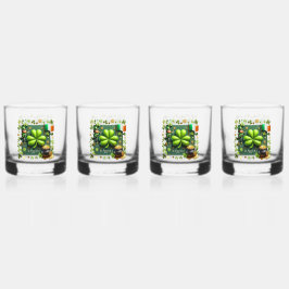 Ierse Shamrock en vlag St. Patrick's Day Whisky Glas