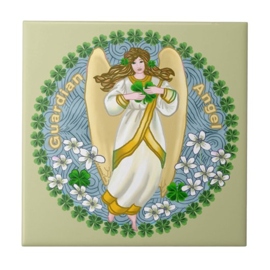 Ierse Shamrock Engel Tegel Tegeltje (Voorkant)