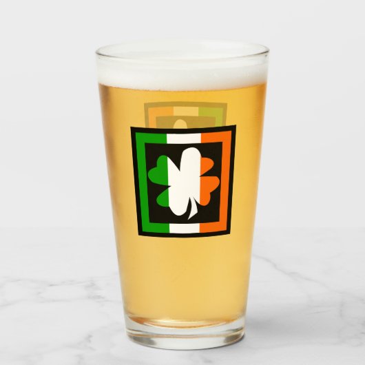 Ierse Shamrock Flag Stripe Glas (Voorkant gevuld)