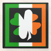 Ierse Shamrock Flag Stripe Glazen Onderzetter (Voorkant)