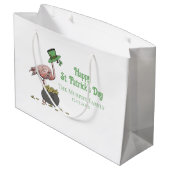 Ierse Shamrock Flamingo St. Patrick's Day Feest Groot Cadeauzakje (Achterkant Gekanteld)