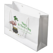 Ierse Shamrock Flamingo St. Patrick's Day Feest Groot Cadeauzakje (Voorkant Gekanteld)