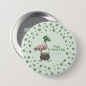Ierse Shamrock Flamingo St. Patrick's Day Feest Kn Ronde Button 7,6 Cm (Voorkant /achterkant)