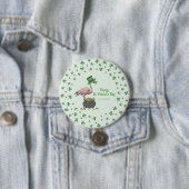 Ierse Shamrock Flamingo St. Patrick's Day Feest Kn Ronde Button 7,6 Cm (In situ)