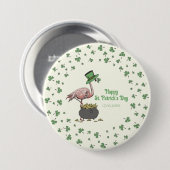Ierse Shamrock Flamingo St. Patrick's Day Feest Kn Ronde Button 7,6 Cm (Voorkant /achterkant)