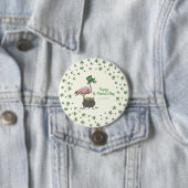 Ierse Shamrock Flamingo St. Patrick's Day Feest Kn Ronde Button 7,6 Cm (In situ)