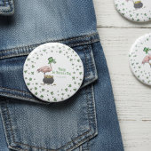 Ierse Shamrock Flamingo St. Patrick's Day Feestje Ronde Button 7,6 Cm