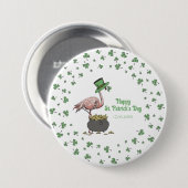 Ierse Shamrock Flamingo St. Patrick's Day Feestje Ronde Button 7,6 Cm (Voorkant /achterkant)