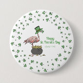 Ierse Shamrock Flamingo St. Patrick's Day Feestje Ronde Button 7,6 Cm (Voorkant)