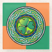 Ierse shamrock glazen onderzetter (Voorkant)