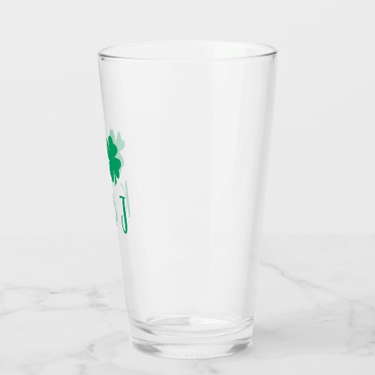 Ierse Shamrock Green Clover Monogram Couple Name Glas (Links)