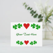 Ierse Shamrock grens met rood hart Briefkaart (Staand voorkant)