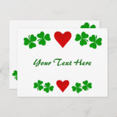 Ierse Shamrock grens met rood hart Briefkaart (Voorkant / Achterkant)