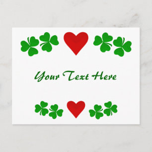 Ierse Shamrock grens met rood hart Briefkaart