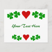Ierse Shamrock grens met rood hart Briefkaart (Voorkant)