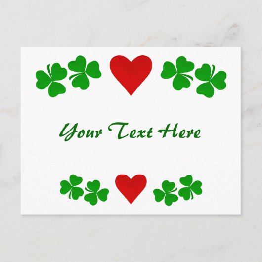 Ierse Shamrock grens met rood hart Briefkaart (Voorkant)