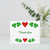 Ierse Shamrock grens met rood hart Dank u Briefkaart (Staand voorkant)