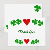 Ierse Shamrock grens met rood hart Dank u Briefkaart (Voorkant / Achterkant)