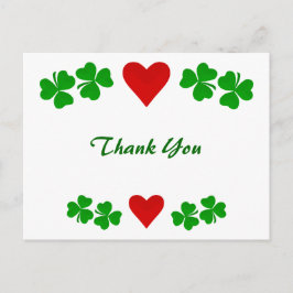 Ierse Shamrock grens met rood hart Dank u Briefkaart