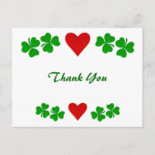 Ierse Shamrock grens met rood hart Dank u Briefkaart (Voorkant)